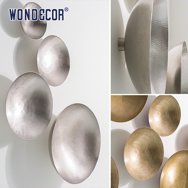 Customized Geometry Metal Wall Art Sculpture Round Bowl Heavy Weight