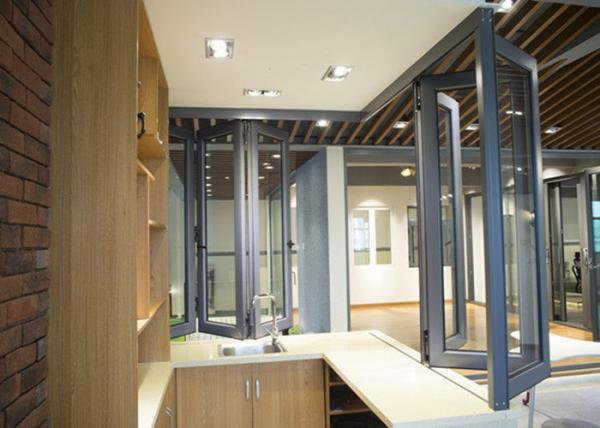 Dark Grey Contemporary Aluminium Windows , Ventilation Bifold Kitchen Window Bi