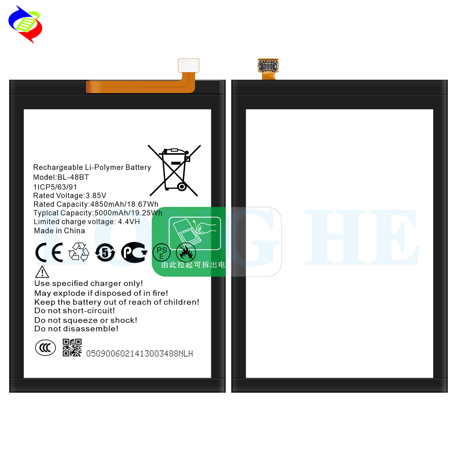 BL-48BT OEM ODM Mobile Phone Battery for Tecno 5000mAh Condition 100% Compatible