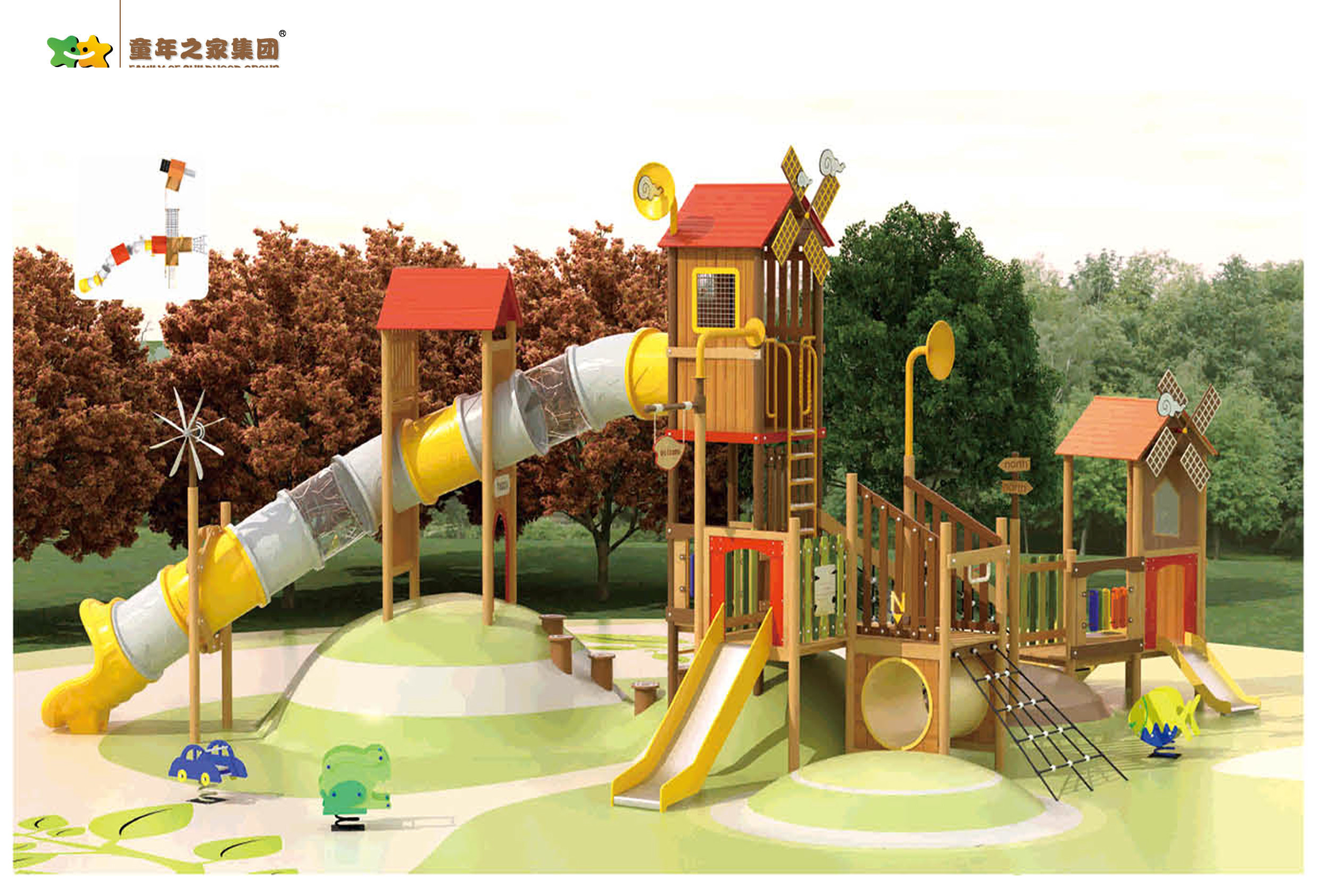 High Speed Wooden Swing And Climbing Frame Soft Smooth Surface Non Sharp Edge