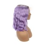 100% Human Hair Cut Short Ombre Purple Bob Lace Front Wig For Women