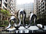 Village Decoration Outdoor Large Abstract Sculpture 316L Stainless Steel