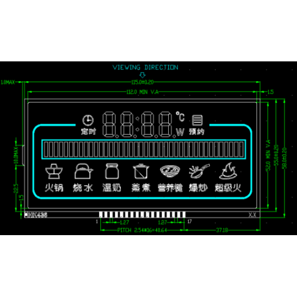 3.5V VA LCD Display with Negative High Contrast and 12 O'clock Viewing Angle