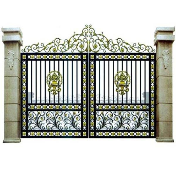 Welded Home Depot Wrought Iron Security Doors , Black Custom Metal Gates