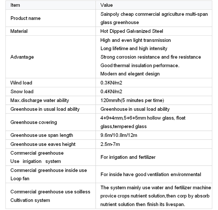 Instruction for Agricultural Glass Hydroponics System Commercial Greenhouses Frame