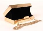 Rectangle Shape Stone Clutch Bag Gold Frame Silver Glass Stone For Elegant Lady