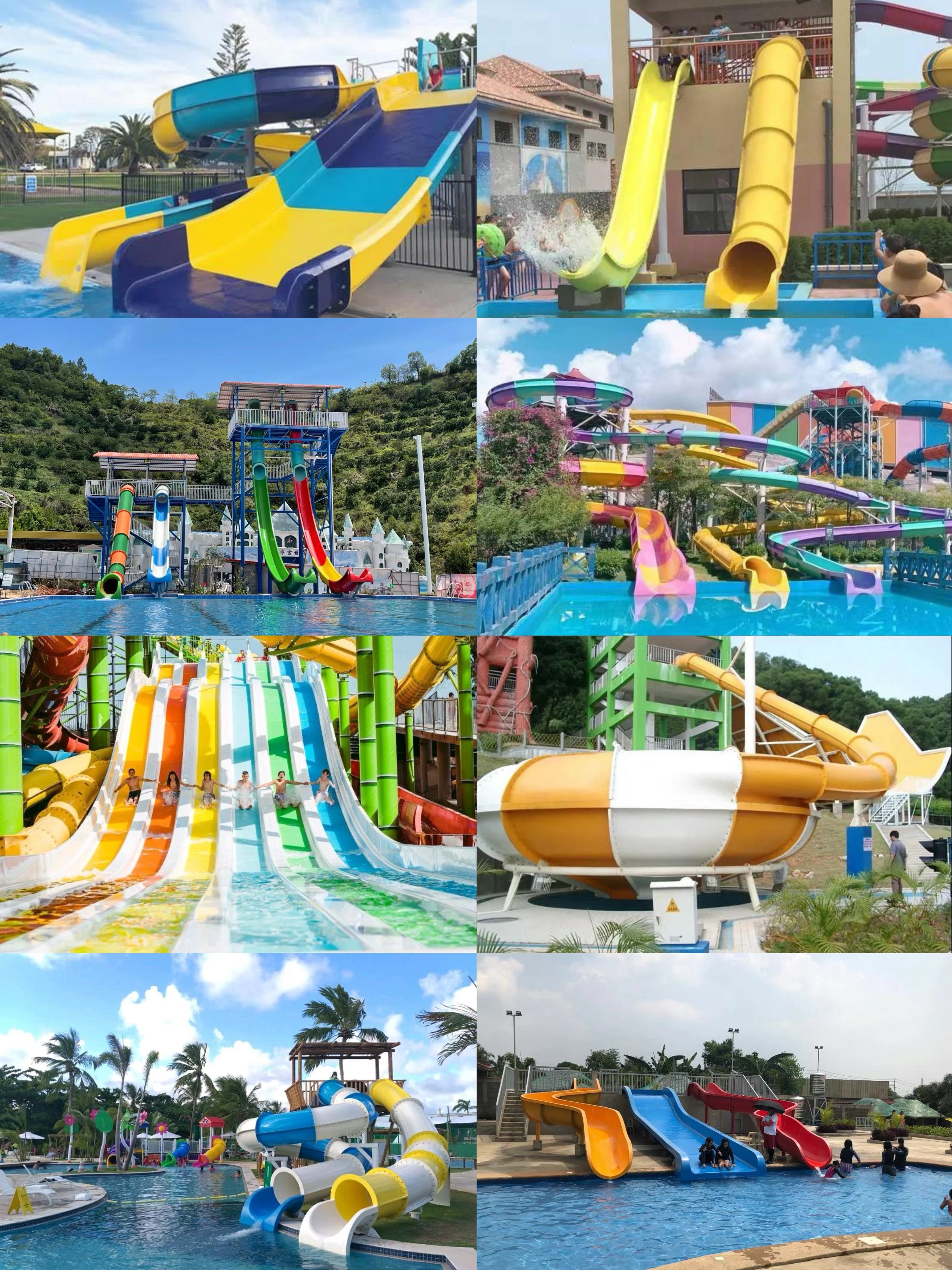 Single Water Park Slide Curved Bright Surface Innovative With Customized Platform Height