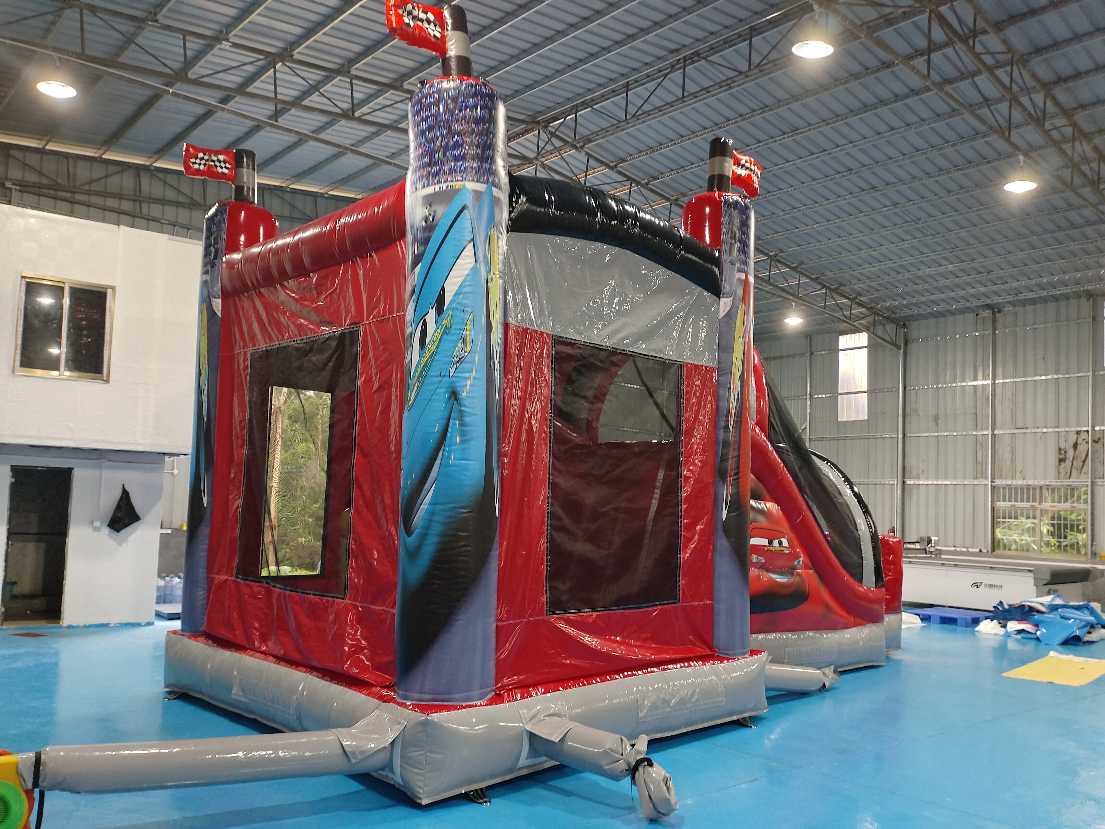Outdoor Inflatable Castle Combo Race Cars Cartoon Movies Inflatable Bouncer With Slide Combo Inflatable Bounce House