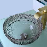 Toilet Round Black Vessel Sink Glass Bathroom Crystal Transparent