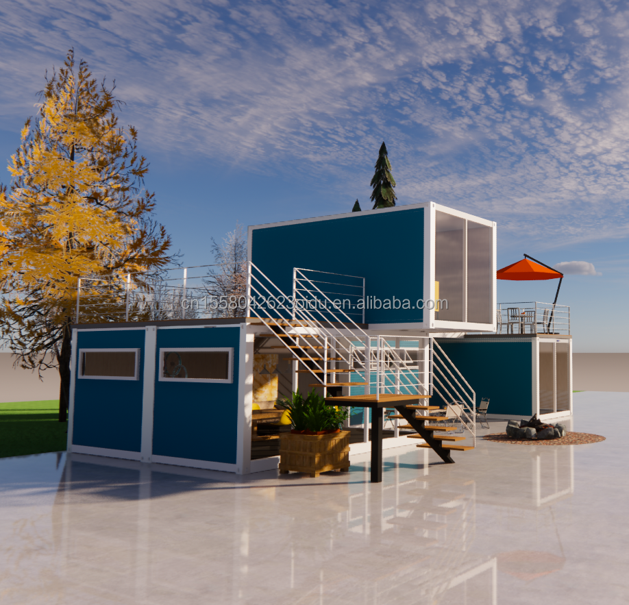 Detachable 20ft Flat Pack Luxury Small Living Container House with Aluminum Alloy Windows and Galvanized Steel Bending 180g