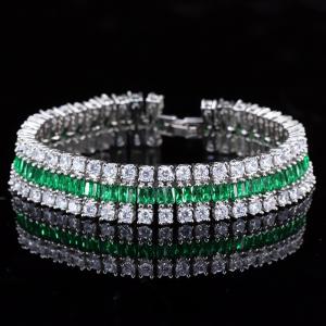 Wholesale Summer Cute Crystal Bracele Jewelry Cluster Colorful CZ Stone Bracelet SIlver Plated Bracelet for Women Banquet Dinner from china suppliers