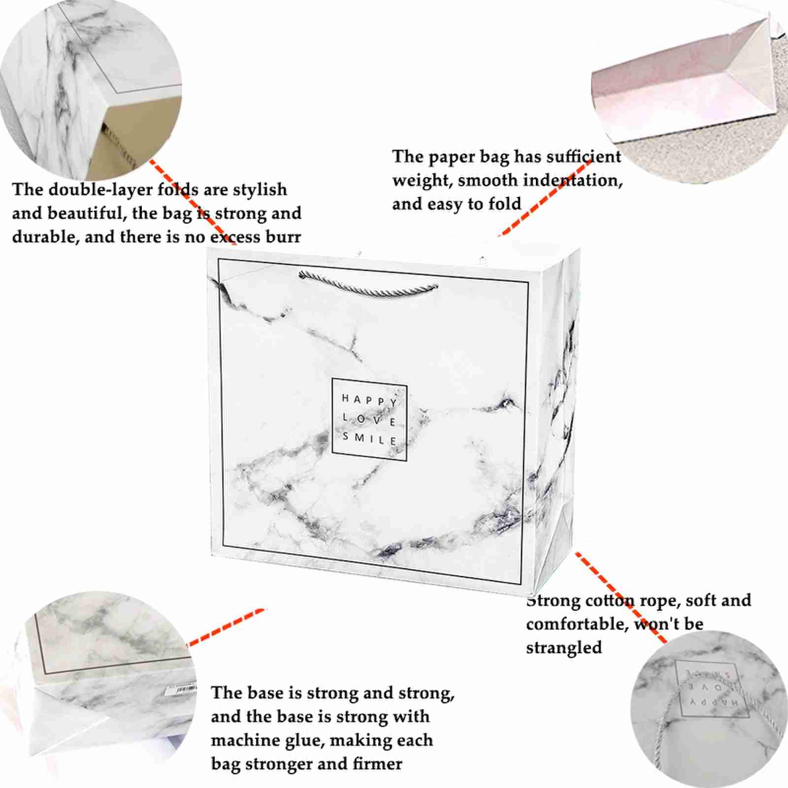 Boutique Recycled 250gsm Marble Paper Gift Bags Boxes For Cosmetic Clothes