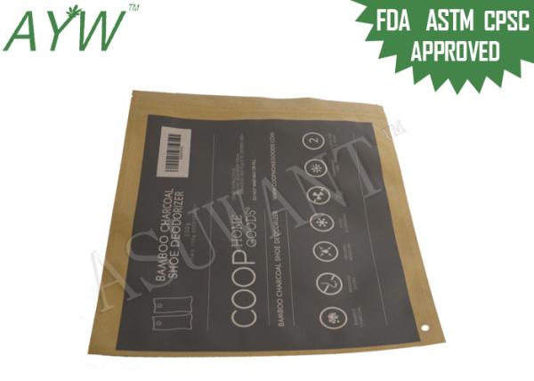 Home Resealable Kraft Paper Zipper Bags Smell Proof For Bamboo Charcoal Shoe