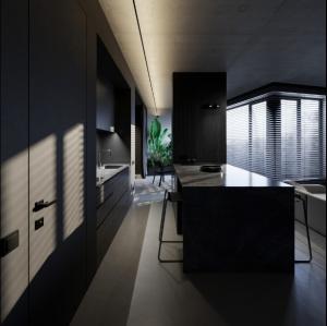Wholesale Apartment Black Wood Grain Kitchen Cabinets Melamine Dark Grey Wood Grain Kitchen Cabinets from china suppliers