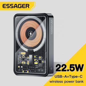 Wholesale Transparent Black Magnetic Wireless Charging Power Bank 10000mAh 15W from china suppliers