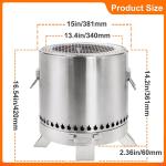Stainless Steel Portable Outdoor Smokeless Fire Pit 15×14.2 Inch Camping And
