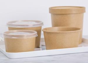 Wholesale Strong Kraft Paper Bowls , Paper Soup Bowls Lined With Leak Proof Inner Coating from china suppliers