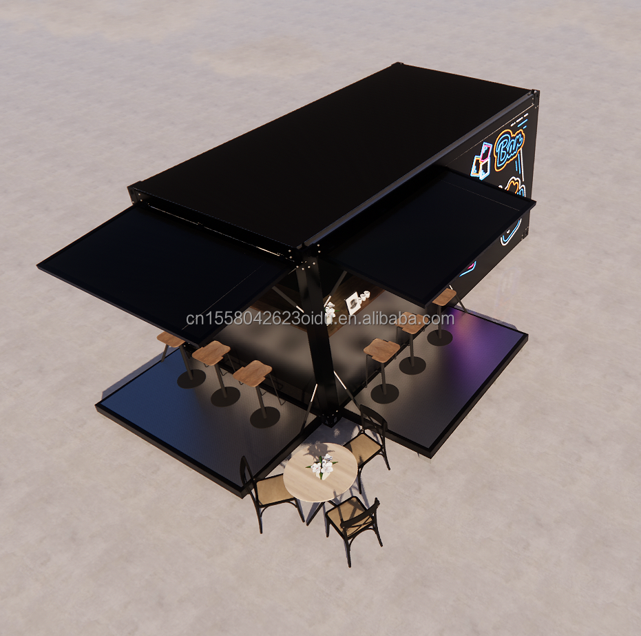 Container House Restaurant Shop Street Food Kiosk 20ft Mini Pop Up Shop Container with Aluminum Alloy Windows