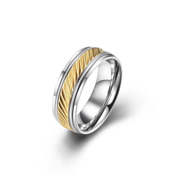 Fashion Men Stainless Steel Mirror Ring Simple Gold Plated Stainless Steel