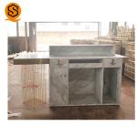 Luxury Office Front Counter Marble Gold Metal Beauty Salon Solid Surface