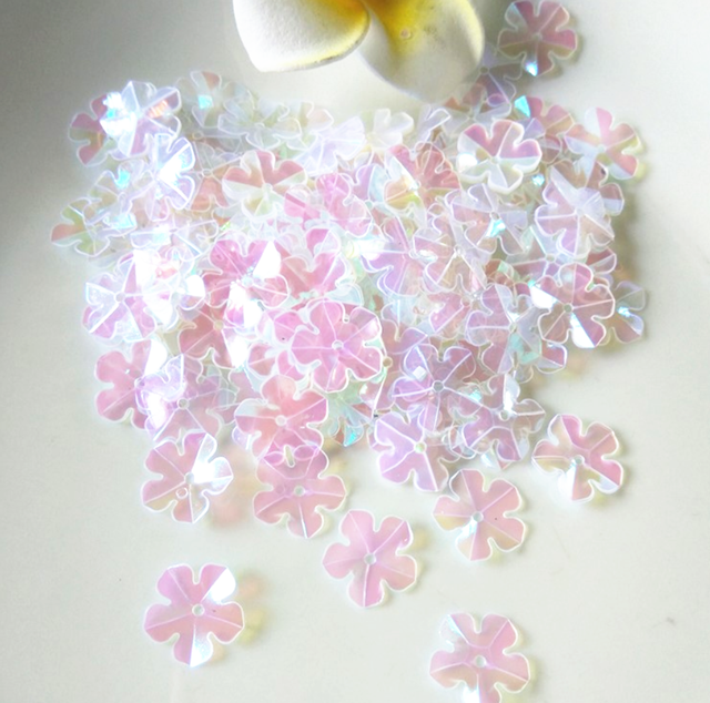 Flower Style Aurora Color Plum Sequins Loose 8mm Transparent 12mm PET Accessories for Sewing Shoes 365 Colors Included
