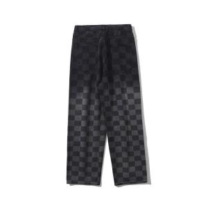 Wholesale OEM Checkerboard Jeans Low MOQ Unisex Fashion Pants Denim Clothing Manufacturer from china suppliers