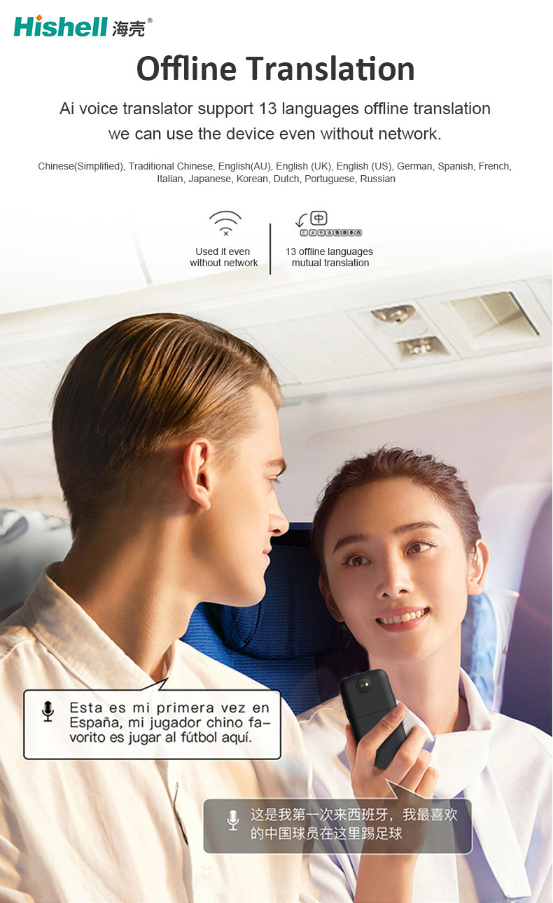 Language Translator Portable Instant Translator Device Support WiFi Black T10