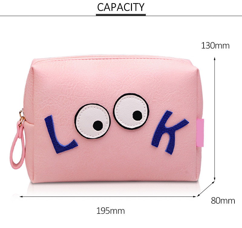 Custom Printed Leather Red Cartoon Travel PU Makeup Bag