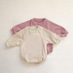 Custom Infant Baby Waffle Fabric Rompers Cotton 1 Piece Jumpsuit At Home