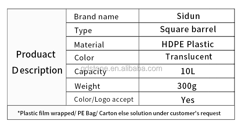 Nozzle Food Grade Chemical 10l Plastic Drum 230*165*360mm