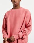 Dropped Shoulder Fleece Crew Neck Sweatshirt Men Hoodies Pink Color
