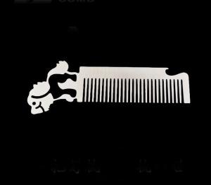 Wholesale Custom cool innovative men gift, engrave logo stainless steel animal wolf head keychain beard comb bottle opener from china suppliers