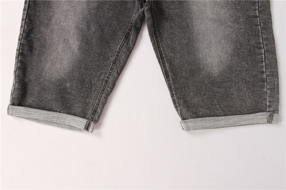 Black Washed Men's Denim Half Pants Mens Elastic Waist Jean Shorts