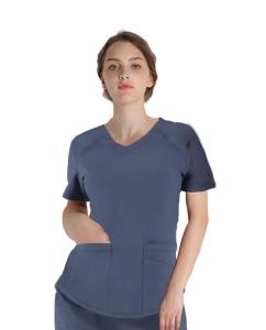 Wholesale 180 GSM Polyester 62% Rayon 33% Spandex 5% Women Plain Nurse Short Sleeve Uniform Antimicrobial Wrinkle-free from china suppliers