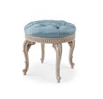 Ash Wooden Antique Carving Design Fabric Dressing Stool