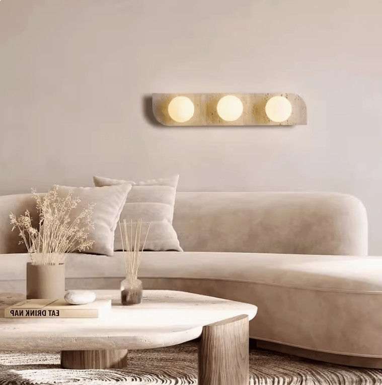 Yellow travertine wall lamp bedroom bedside living room background wall homestay corridor entrance staircase balcony lamp