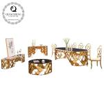 Qiancheng Glass Top SS Console Table gold stainless steel legs