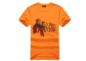 Wholesale Cool Printed Mens T-shirt Designs Orange  / Female Crew Neck Tee Shirts from china suppliers
