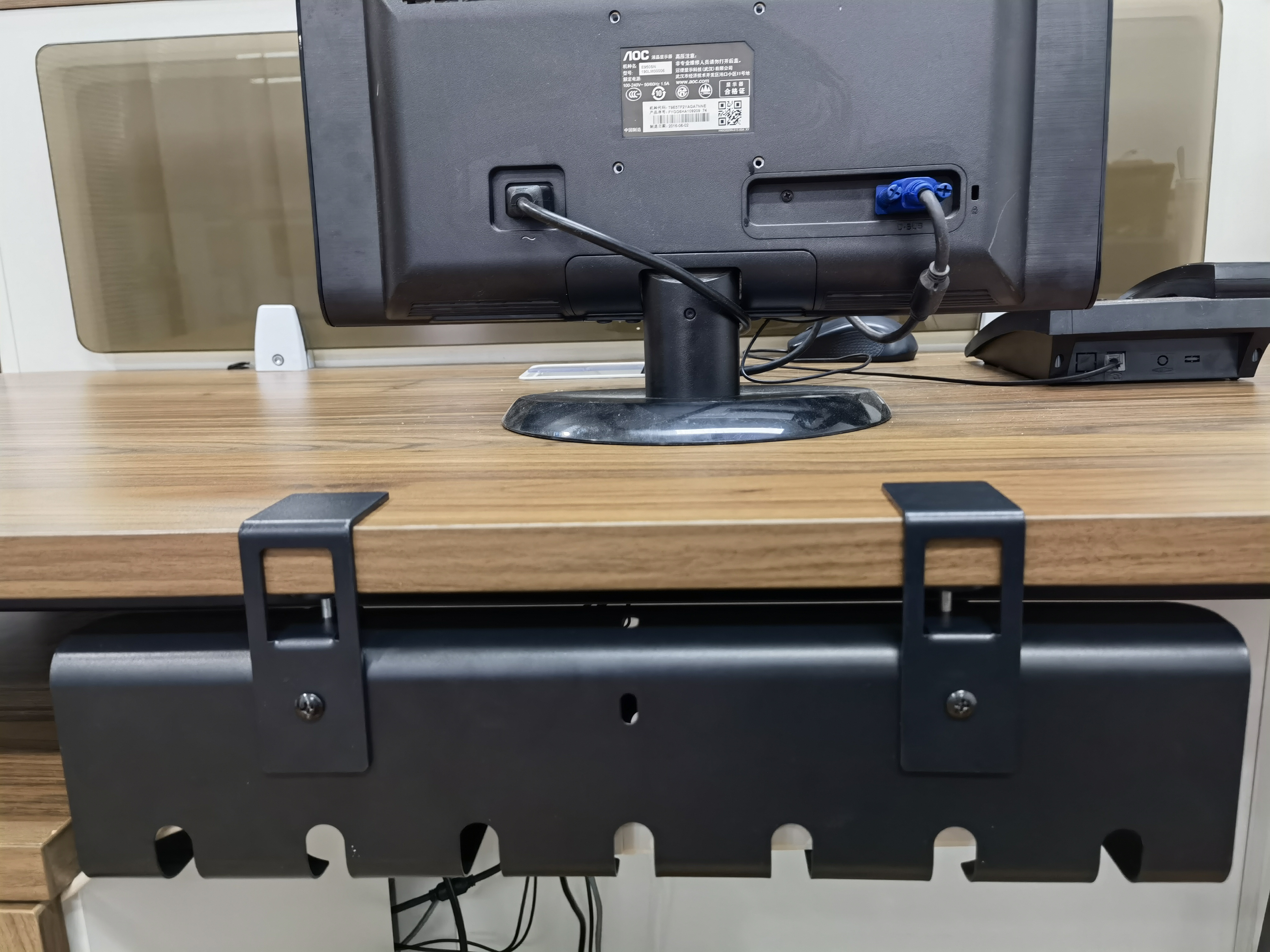 Removable C Clamp Mount Under Desk Cord Raceway for 16-inch Computer Cable Management