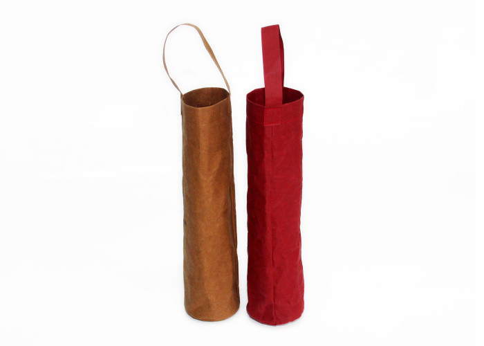 Washable Kraft Paper Wine Bottle Bags Eco Friendly Recycled Design
