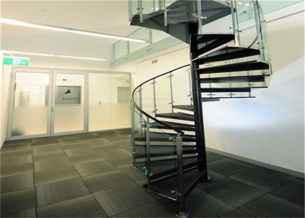 Quality Laminated Glass Tread Custom Spiral Staircase , Stainless Steel Spiral Staircase for sale