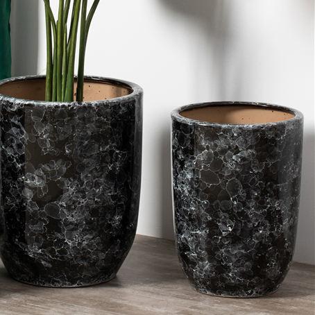Wholesale Modern Home Hotel Corridor Decoration Flower Pots Large Black Ceramic