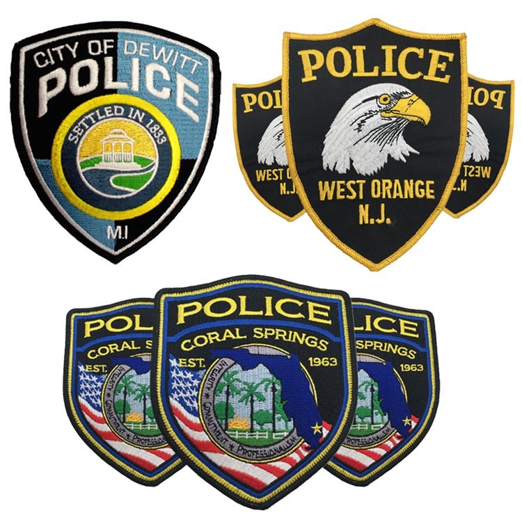 Heat Cutting Polyester Police Embroidered Patch Military Uniform