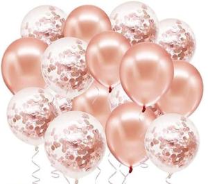 Wholesale Rose Gold Balloons + White Balloons + Confetti Balloons w/Ribbon | Rosegold Balloons for Parties from china suppliers