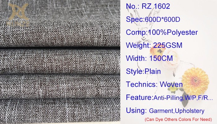 600D Melange Black White Yarn Woven Cationic Oxford Fabric Polyester Imitation Linen Fabric