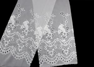 Wholesale 49 Inch Chiffon Embroidered Lace Fabric With Floral Bird Eyelet from china suppliers