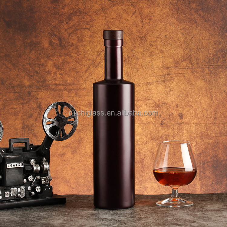 Super Flint Glass Beverage Bottle Custom Black Color 700ml 750ml for Beverage Industry
