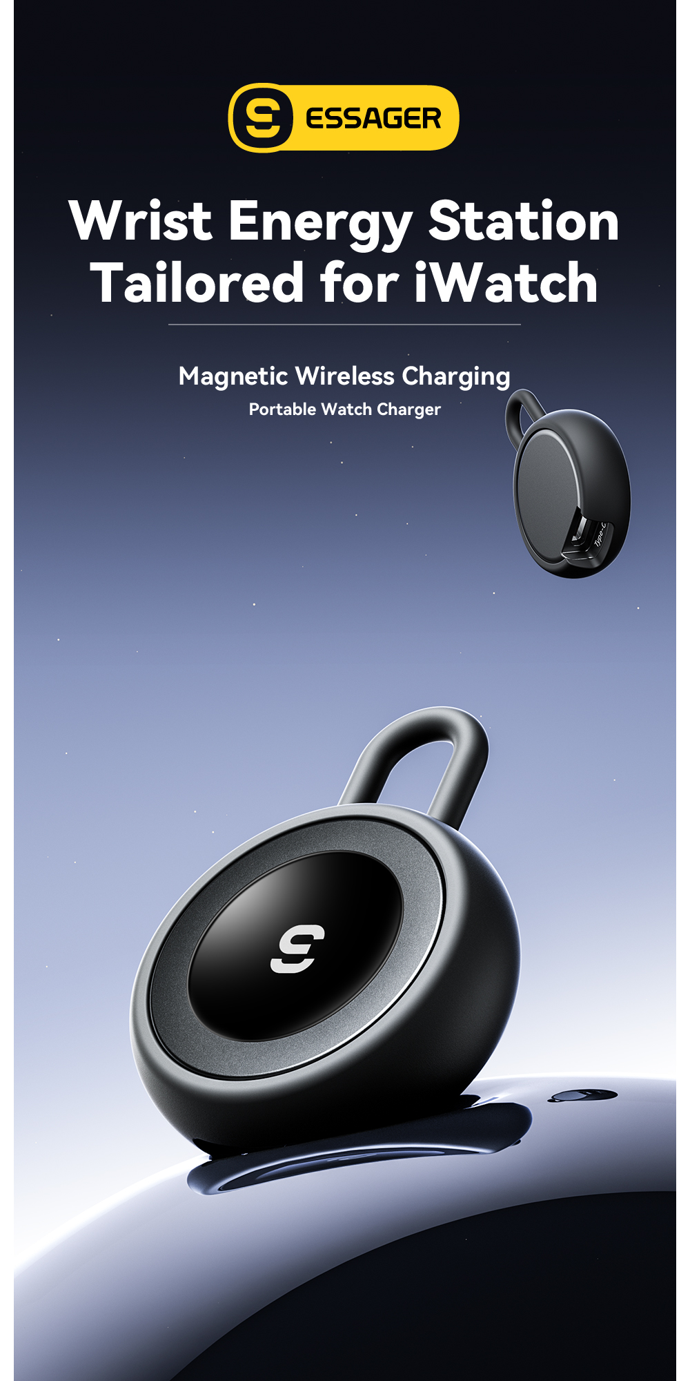 ABS Silica Gel Wireless Watch Charger 2.5W Max ES-WC12 Series