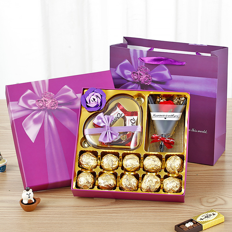 Custom Chocolate Gift Box with Inset Birthday Wedding CDandy Cookie Paper Packaging