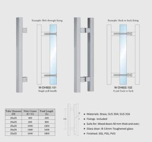 Wholesale SUS304 Stainless Steel entry door handles set square tub H design W-DH602 glass door handle wooden door handles from china suppliers